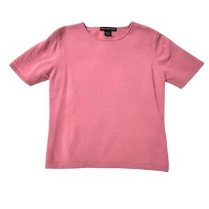 100% Cashmere Short Sleeve Sweater Pink M Soft Cozy Minimalist Quiet Luxury